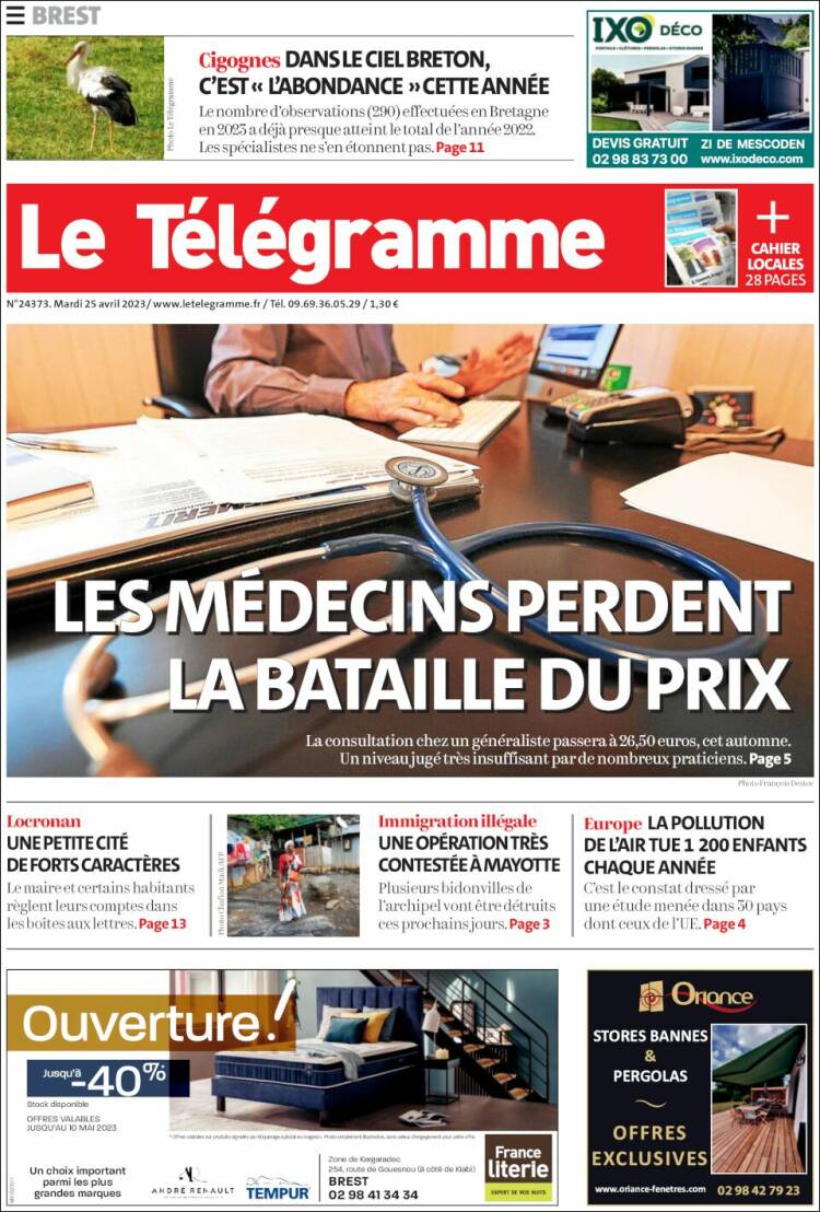 Portada de Télégramme (Francia)