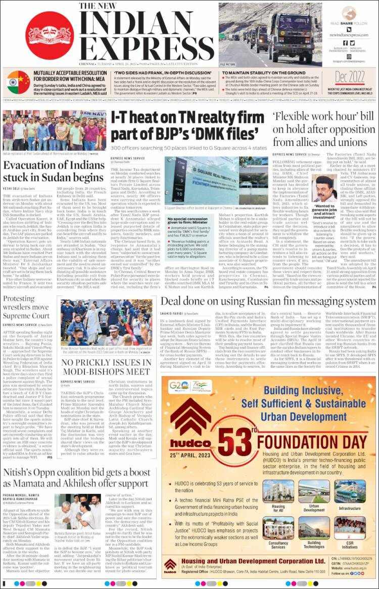 Portada de New Indian Express (India)