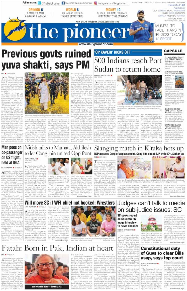 Portada de The Pioneer (India)