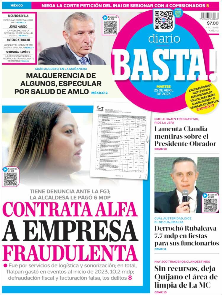 Portada de Diario Basta (M&eacute;xico)
