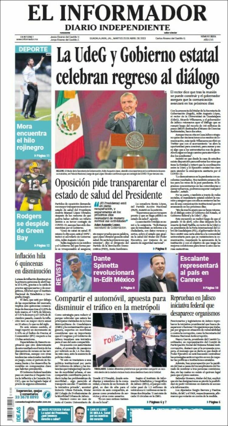 Portada de El Informador (M&eacute;xico)