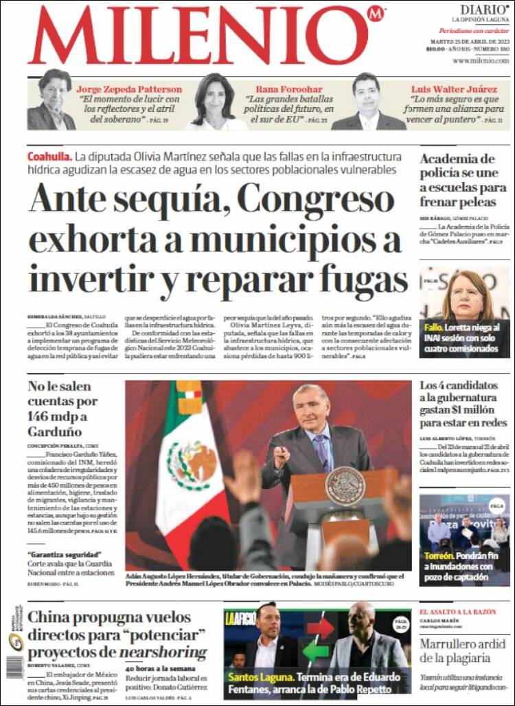 Portada de Milenio - Laguna (M&eacute;xico)