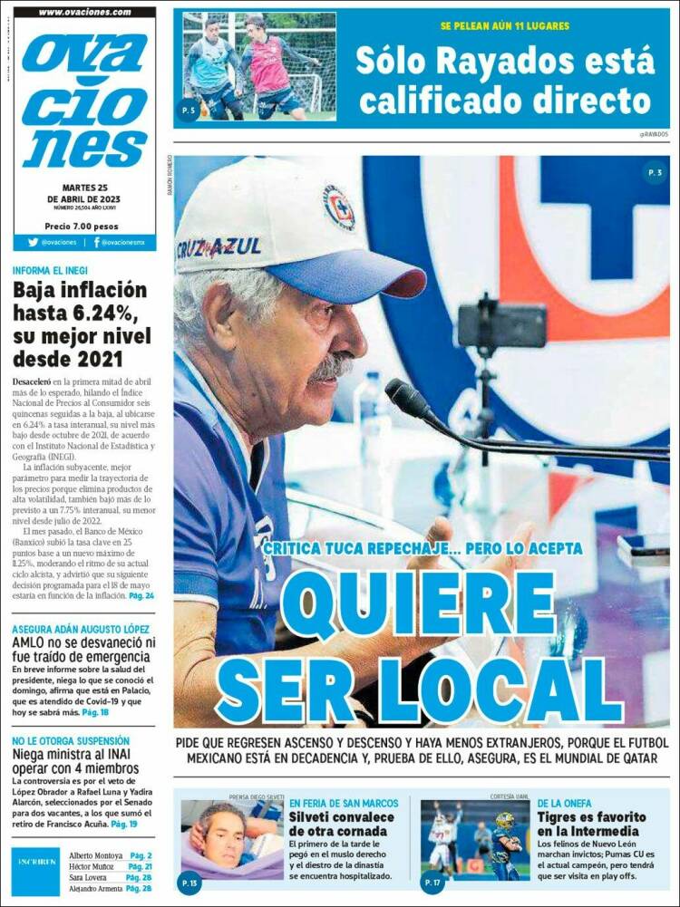 Portada de Ovaciones (M&eacute;xico)