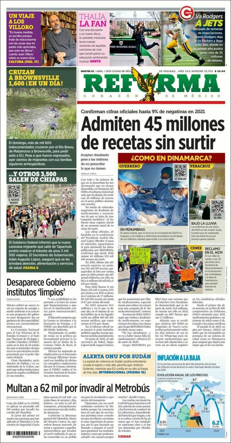 Portada de Reforma (M&eacute;xico)