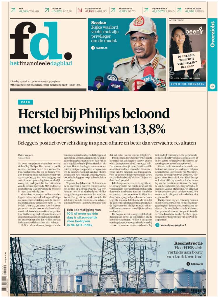 Portada de Het Financieele Dagblad (Pa&iacute;ses Bajos)