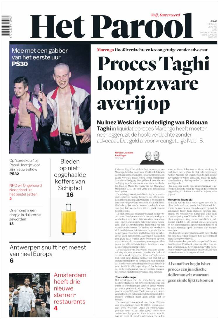Portada de Het Parool (Pa&iacute;ses Bajos)