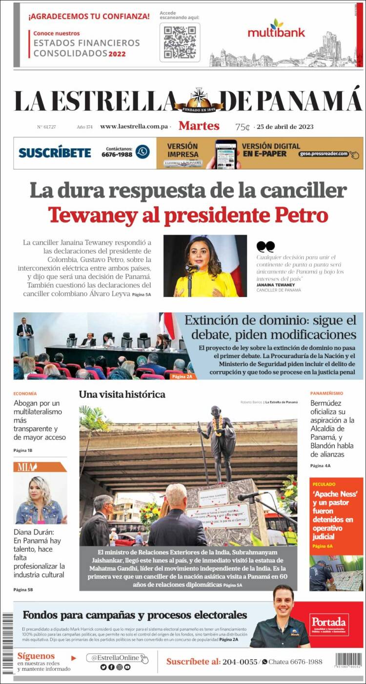 Periódico La Estrella De Panamá (Panamá). Periódicos De Panamá. Edición ...