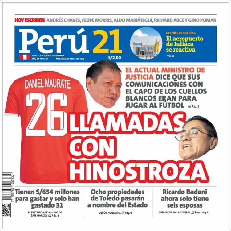 Portada de Perú 21 (Per&uacute;)