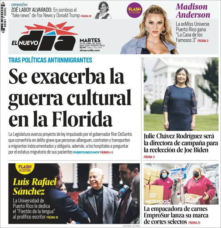 Portada de El Nuevo Día (Puerto Rico)