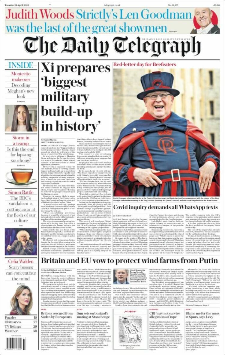 Portada de Daily Telegraph (Reino Unido)