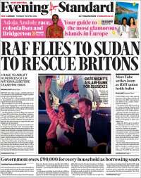 Portada de Evening Standard (Reino Unido)