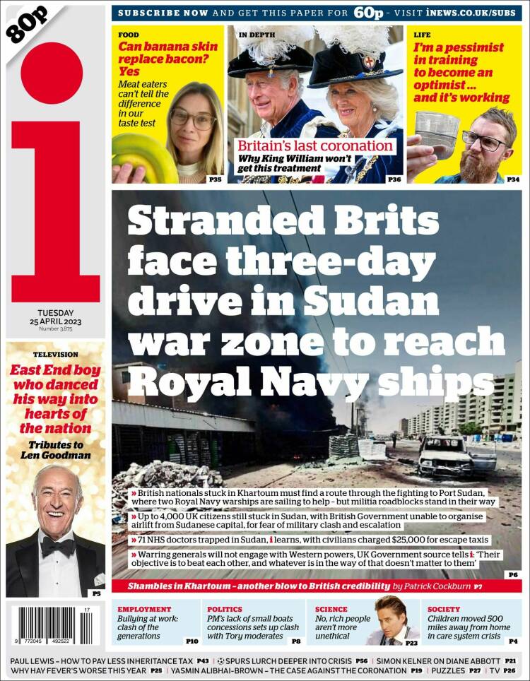 Portada de The i (Reino Unido)