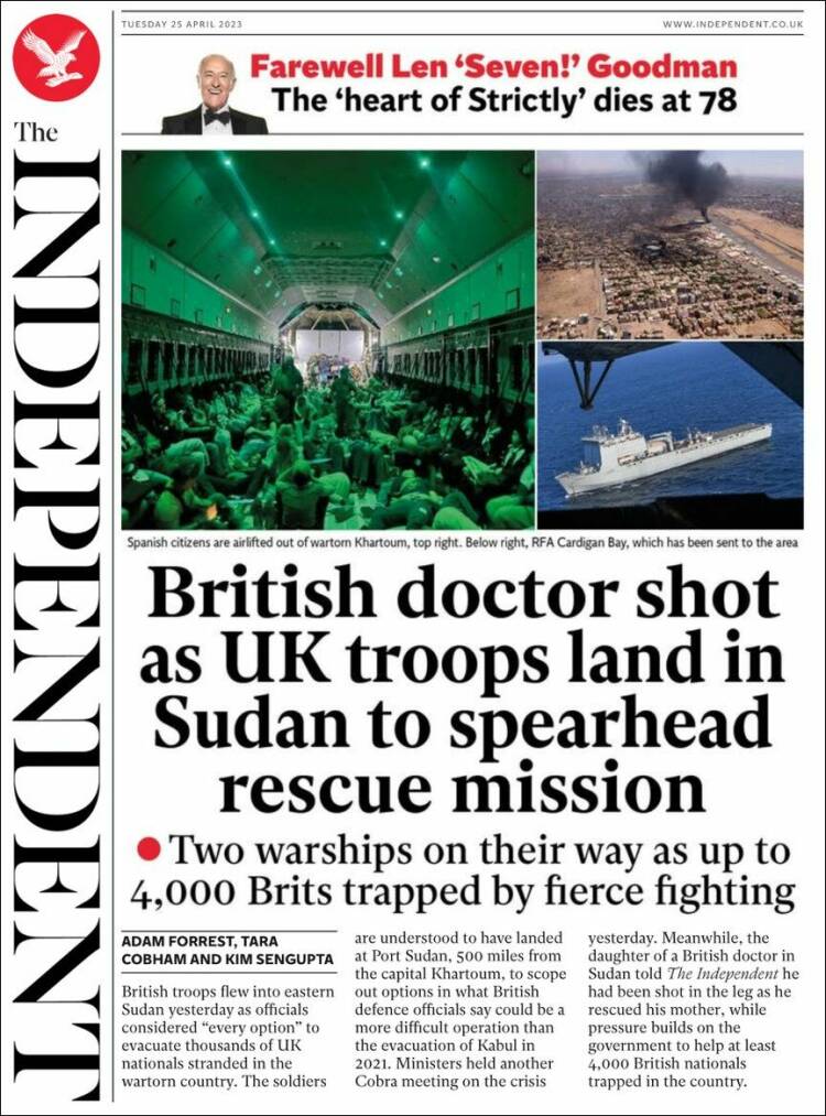 Portada de The Independent (Reino Unido)
