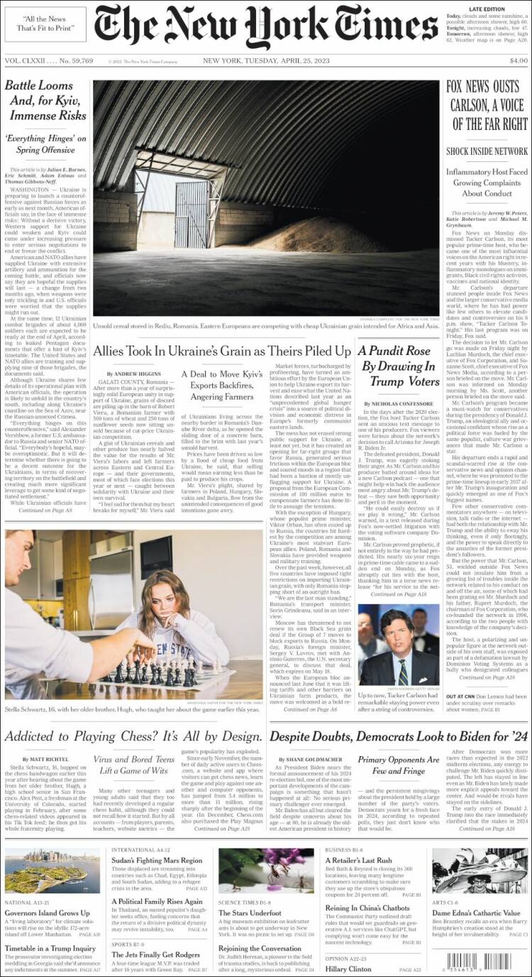 Portada de New York Times (USA)