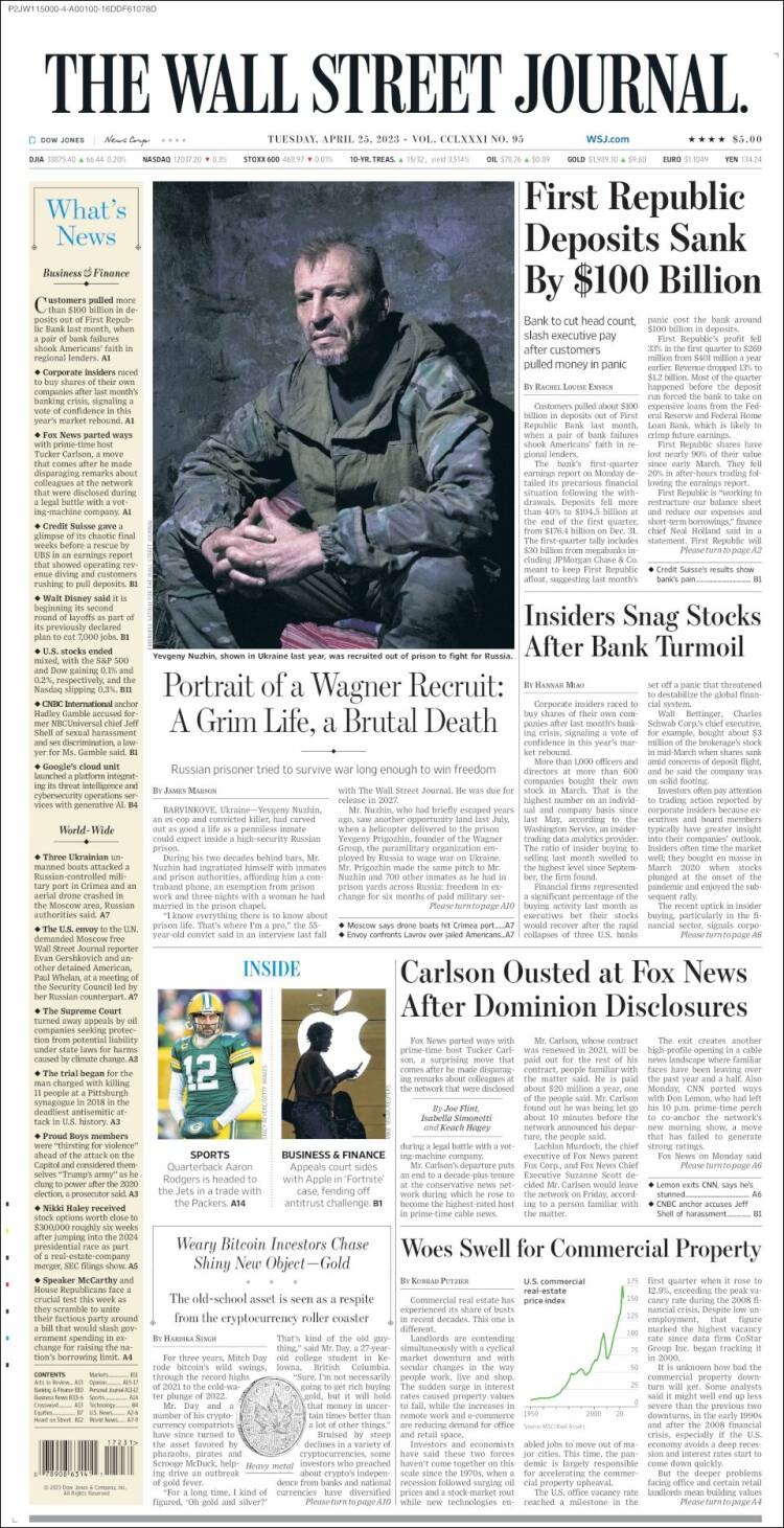 Portada de Wall Street Journal (USA)