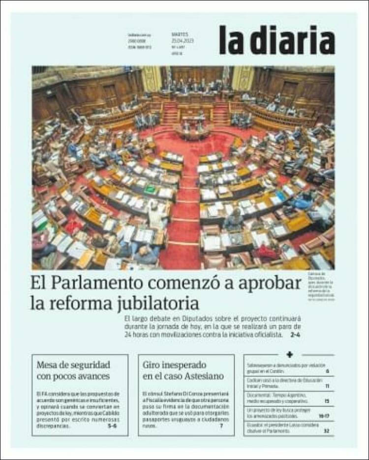 Portada de La Diaria (Uruguay)