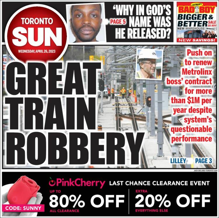 Portada de The Toronto Sun (Canadá)