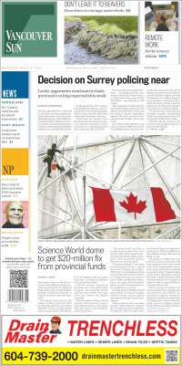 Portada de The Vancouver Sun (Canadá)