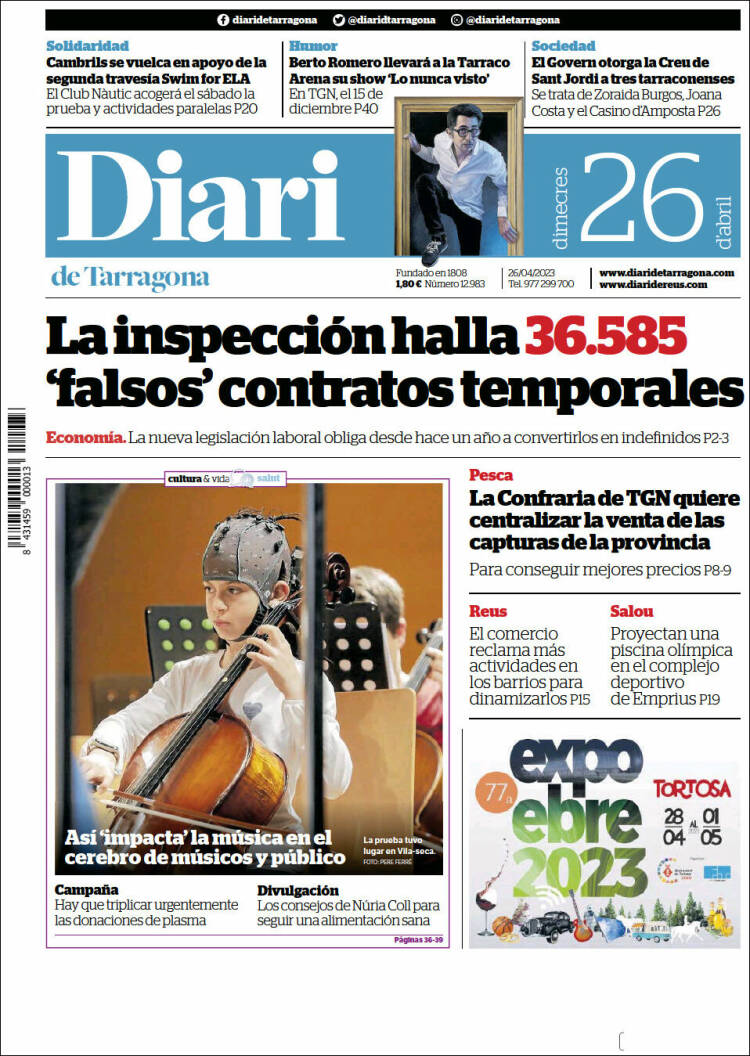 Portada de Diari de Tarragona (España)