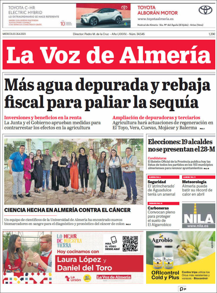 Portada de La Voz de Almería (España)