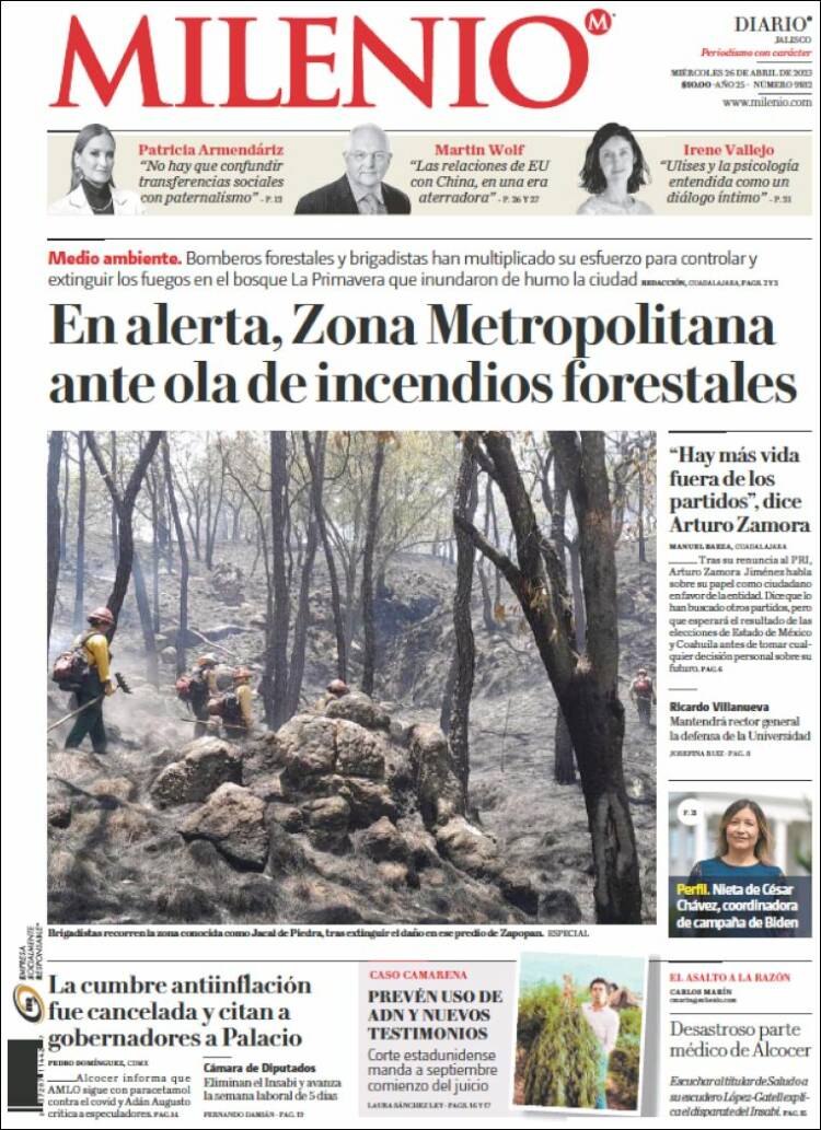 Portada de Milenio - Jalisco (México)