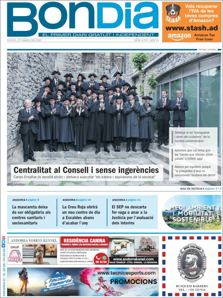 Portada de Diari Bondia (Andorra)