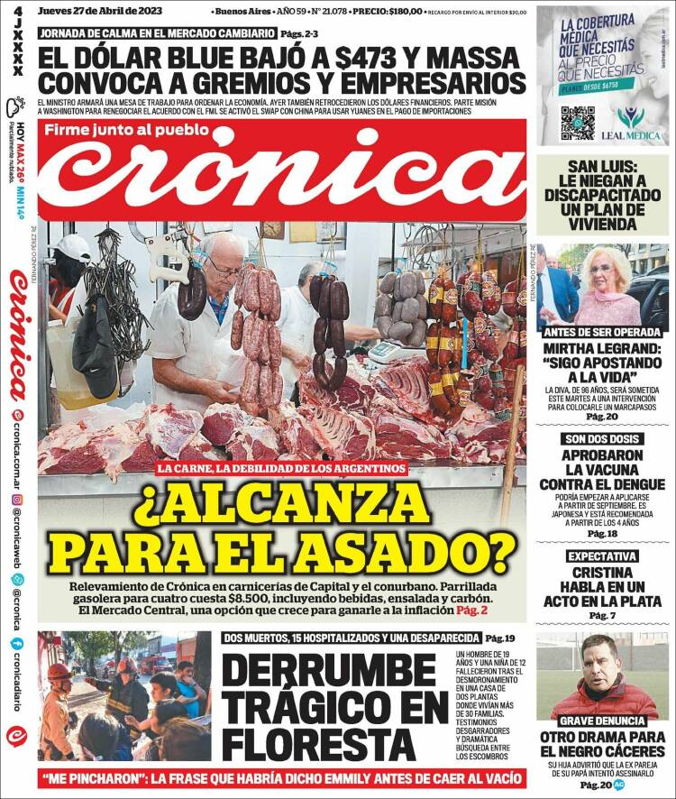 Portada de Crónica (Argentina)