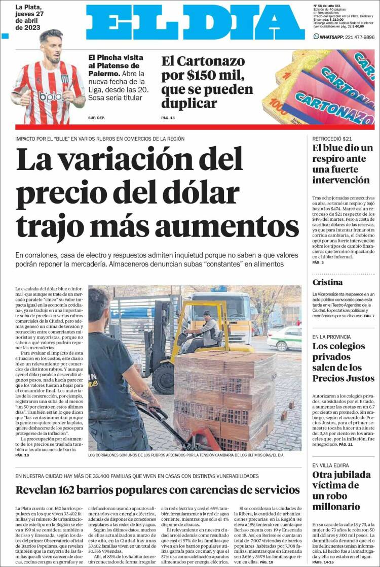 Portada de El Día de la Plata (Argentina)