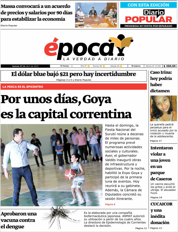 Portada de Diario Época (Argentina)