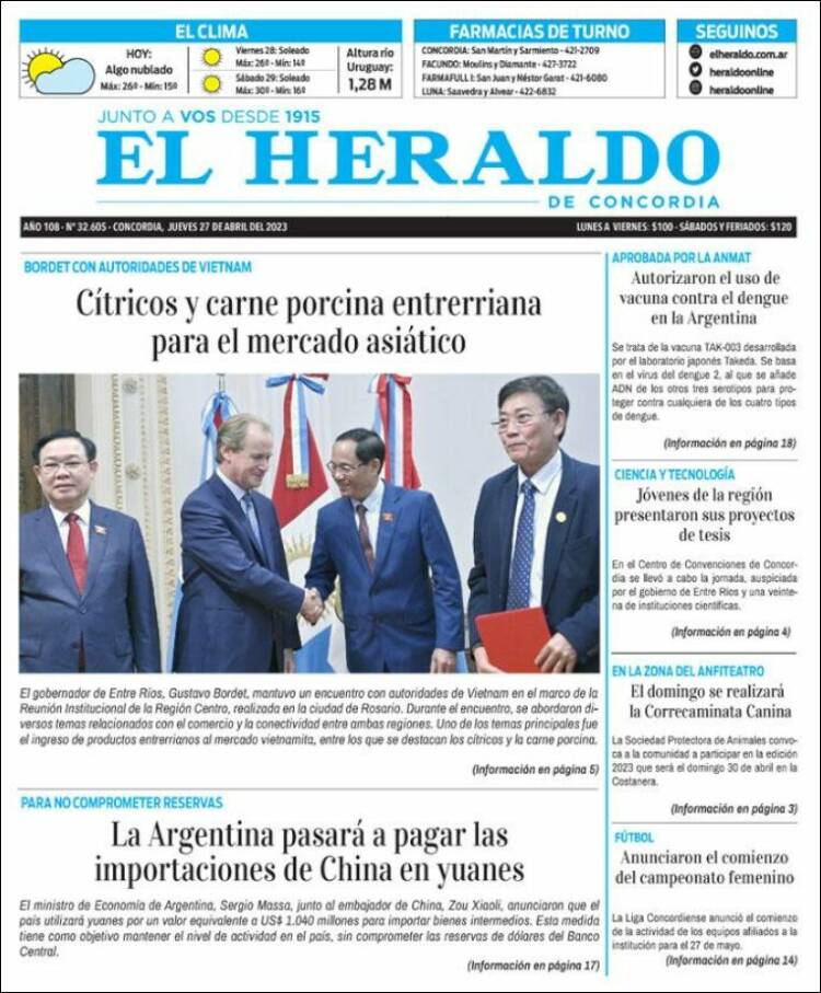 Portada de El Heraldo de Concordia (Argentina)