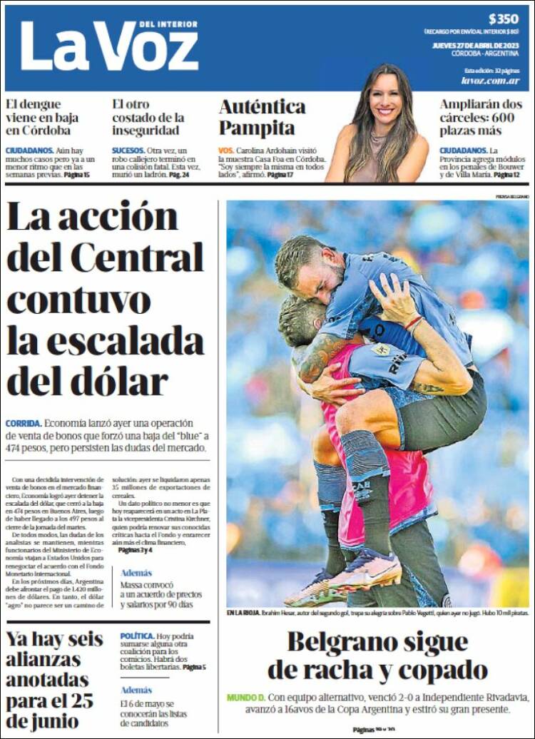 Portada de La Voz del Interior (Argentina)