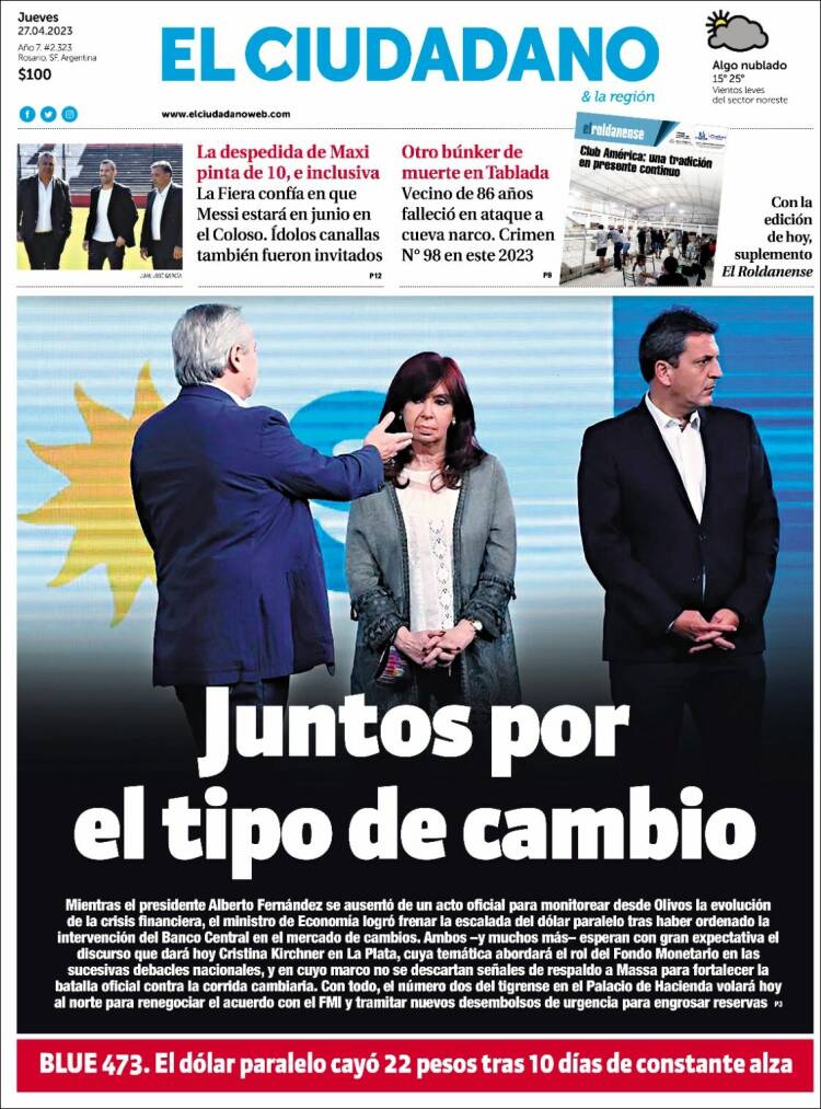 Portada de Diario El Ciudadano (Argentina)