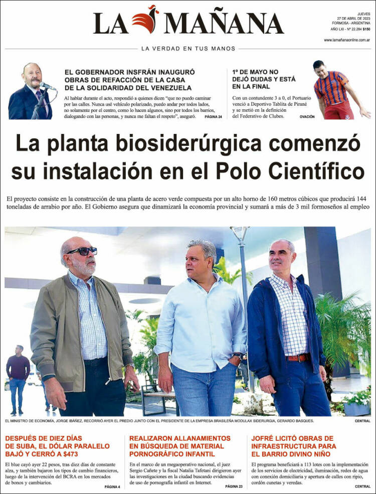 Portada de Diario La Mañana (Argentina)