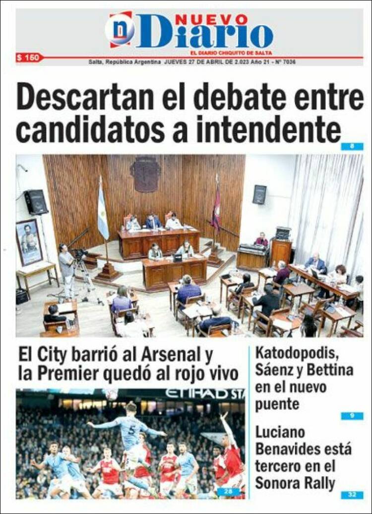 Portada de Nuevo Diario de Salta (Argentina)