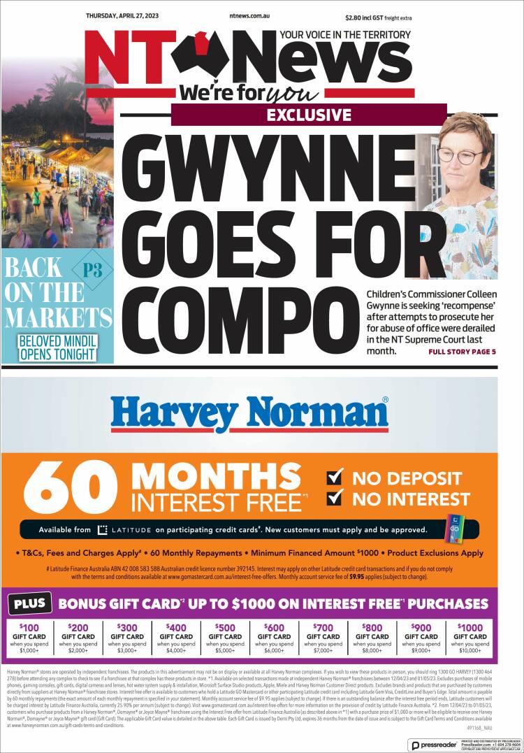 Portada de Northern Territory News (Australia)