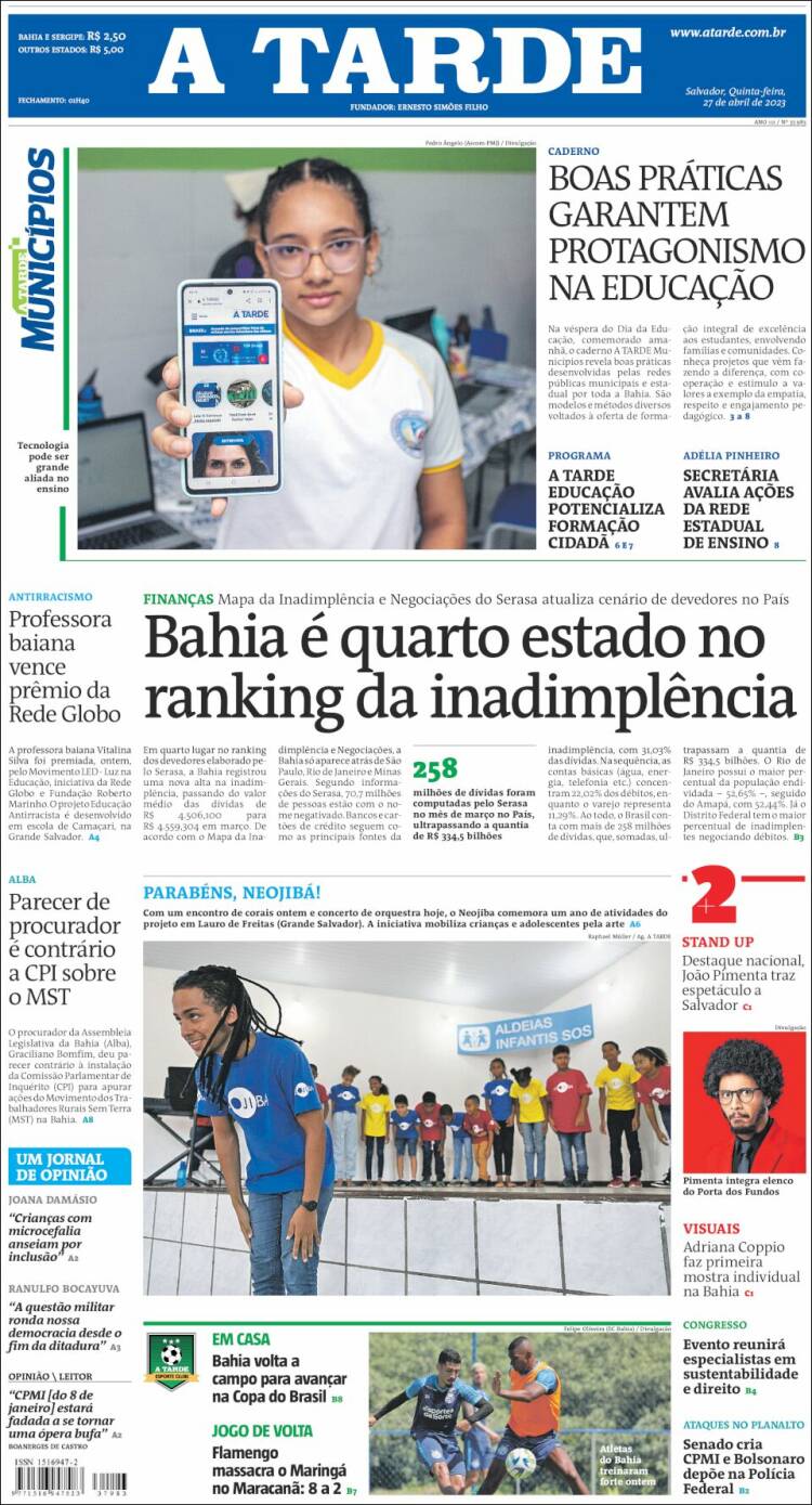 Portada de Diário A Tarde (Brasil)