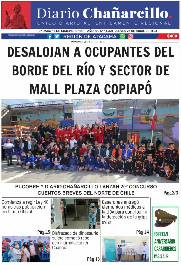 Portada de Diario Chañarcillo (Chile)