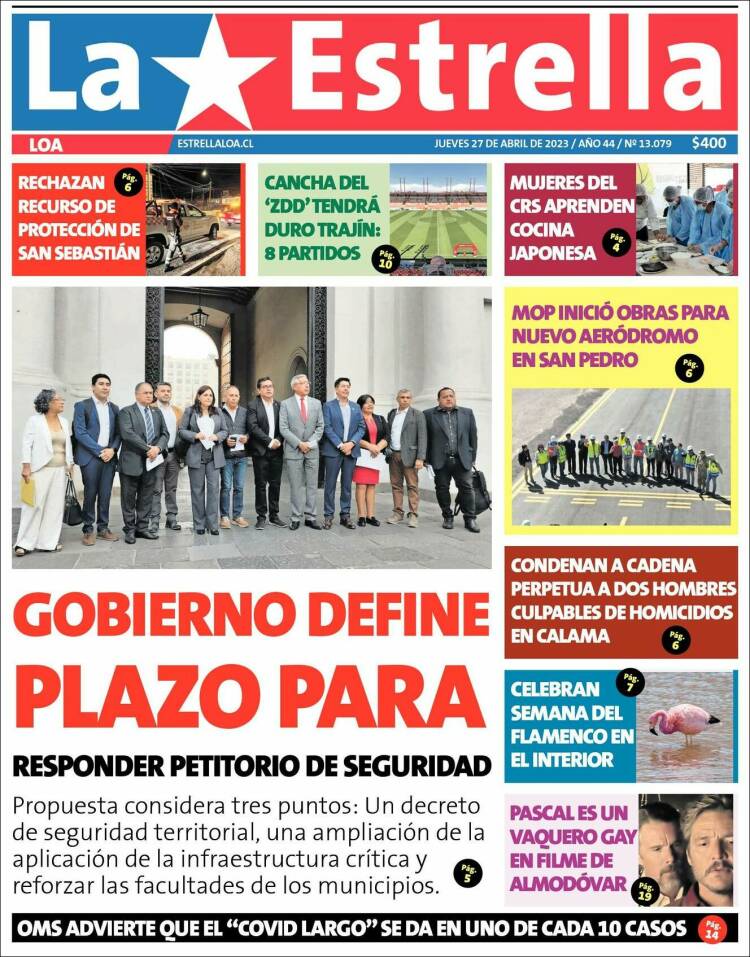 Portada de La Estrella de Loa (Chile)