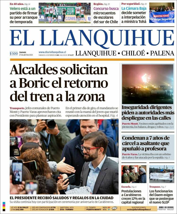 Portada de El Llanquihue (Chile)