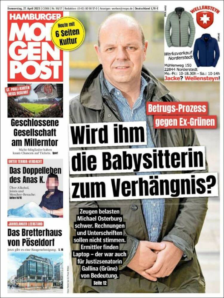 Portada de Hamburger Morgenpost  (Alemania)