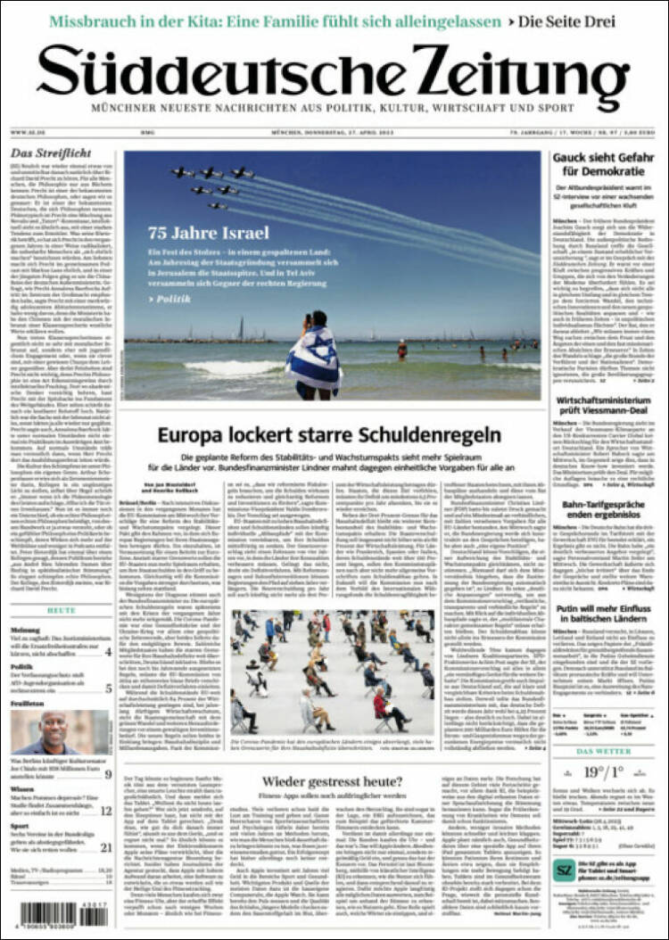 Portada de Sueddeutsche (Alemania)