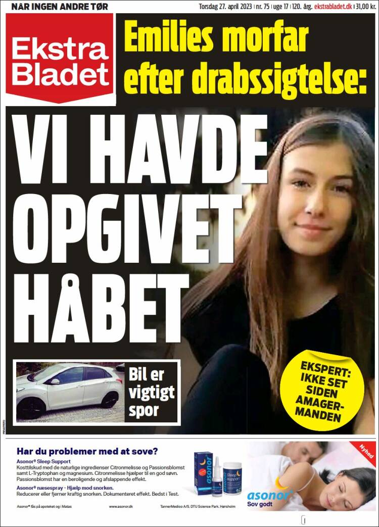 Portada de Ekstra Bladet (Dinamarca)