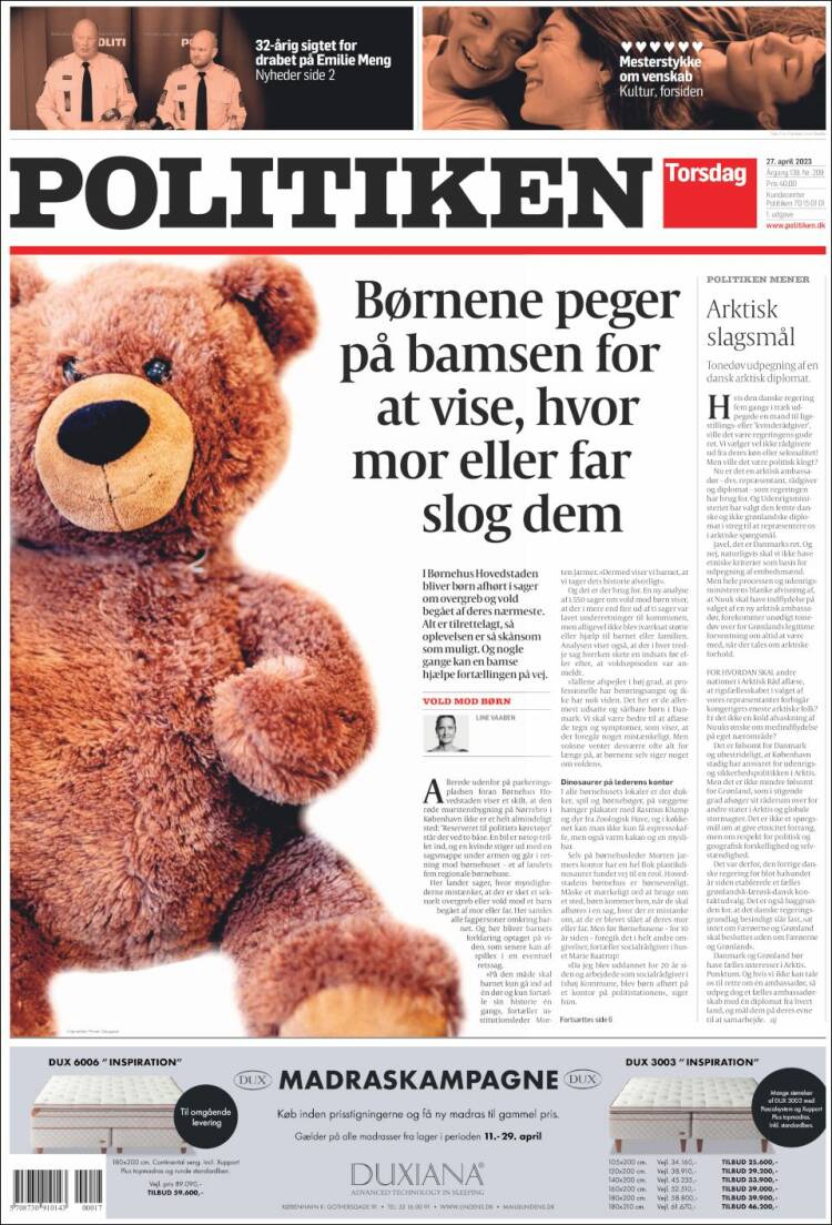 Portada de Politiken (Dinamarca)