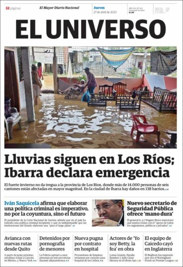Portada de El Universo - Ecuador (Ecuador)