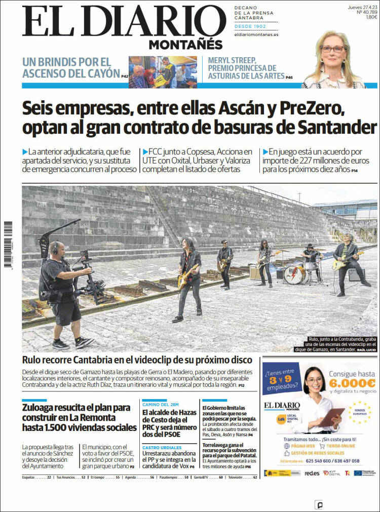 Portada de El Diario Montañés (España)