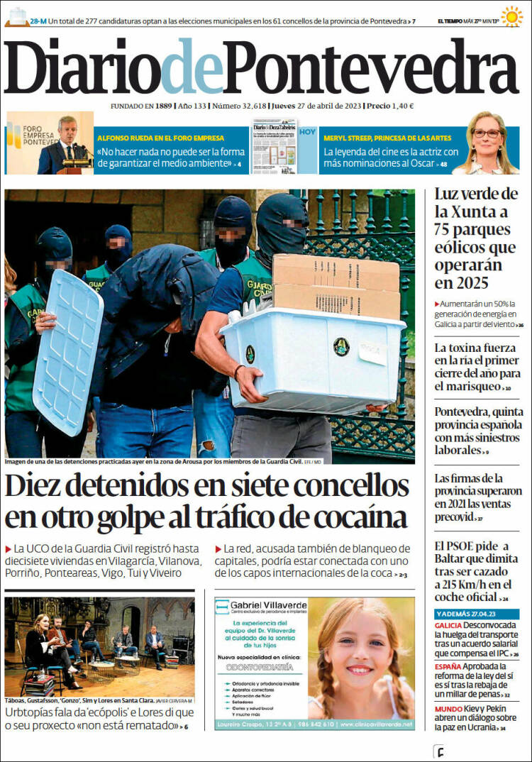 Portada de Diario de Pontevedra (España)