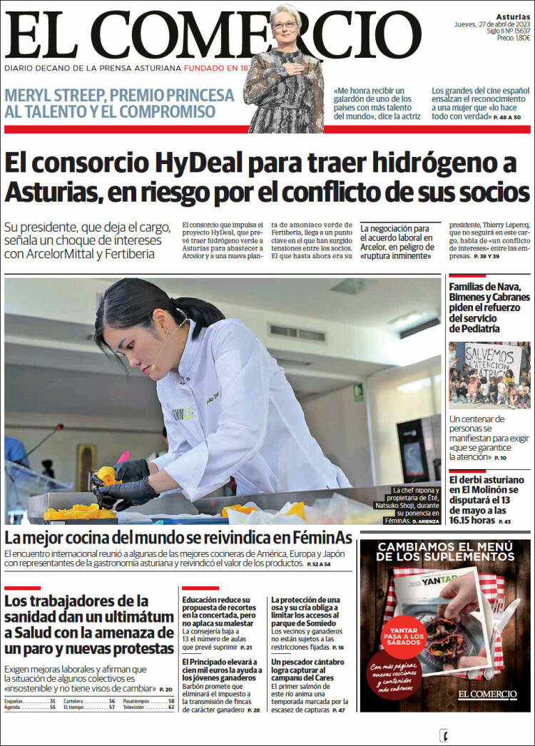 Portada de El Comercio (España)