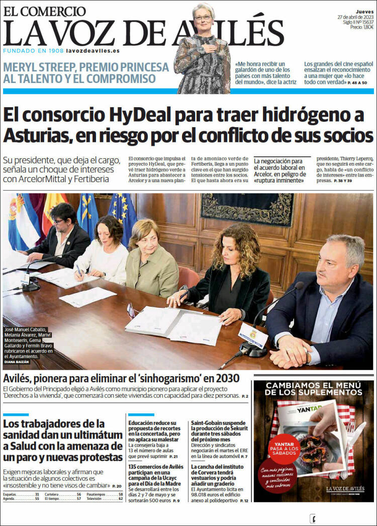 Portada de El Comercio - Avilés (España)