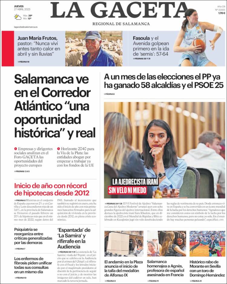 Portada de La Gaceta de Salamanca (España)