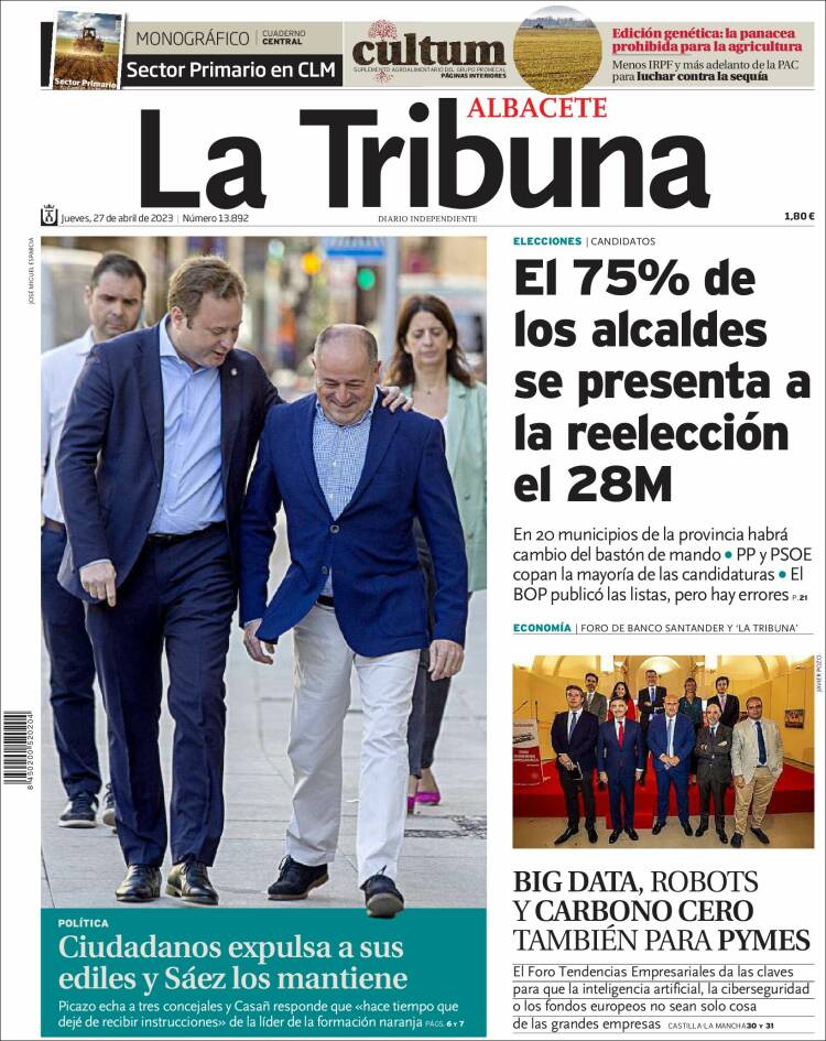 Portada de La Tribuna de Albacete (España)